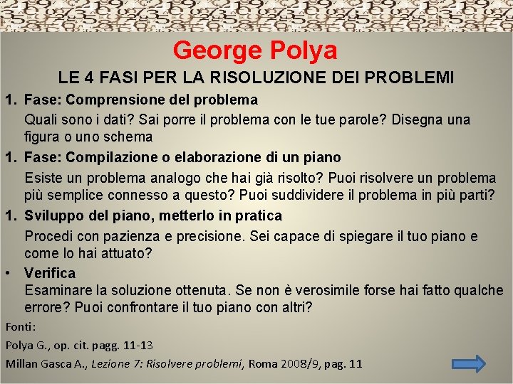 George Polya LE 4 FASI PER LA RISOLUZIONE DEI PROBLEMI 1. Fase: Comprensione del