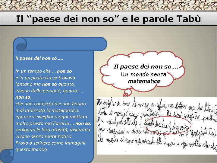 Il “paese dei non so” e le parole Tabù Il paese dei non so