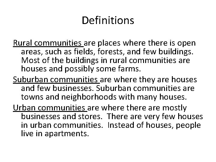 Communities Rural Suburban Urban By Betsy Perry Introduction