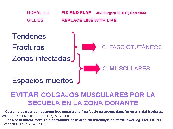 GOPAL et al. FIX AND FLAP GILLIES REPLACE LIKE WITH LIKE Tendones Fracturas Zonas