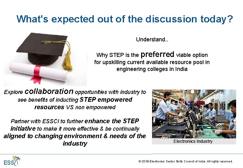 What's expected out of the discussion today? Understand. . Why STEP is the preferred What's expected out of the discussion today? Understand. . Why STEP is the preferred