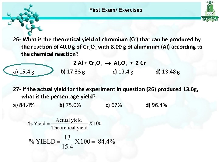 First Exam/ Exercises 26 - What is theoretical yield of chromium (Cr) that can