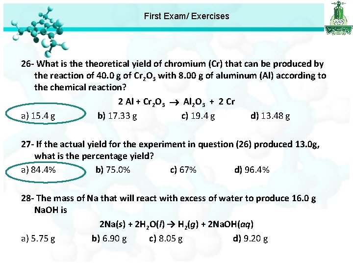 First Exam/ Exercises 26 - What is theoretical yield of chromium (Cr) that can