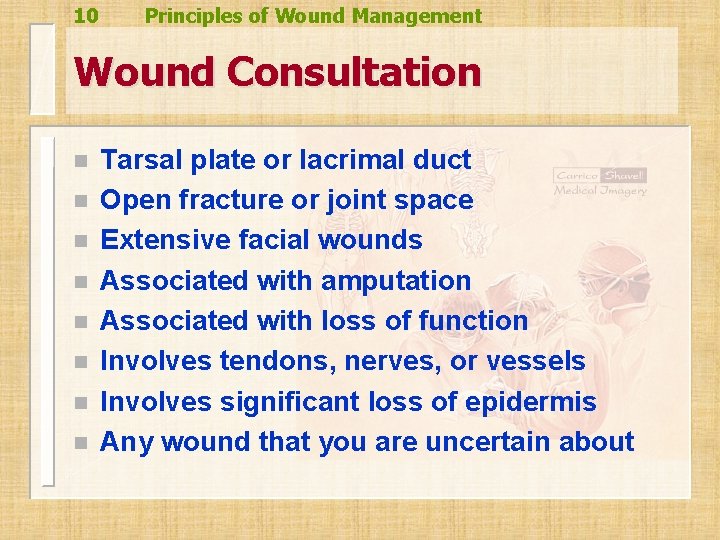 10 Principles of Wound Management Wound Consultation n n n n Tarsal plate or 10 Principles of Wound Management Wound Consultation n n n n Tarsal plate or