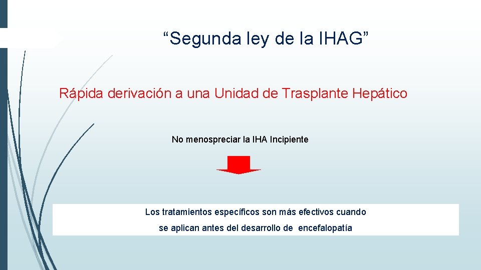 “Segunda ley de la IHAG” Rápida derivación a una Unidad de Trasplante Hepático No “Segunda ley de la IHAG” Rápida derivación a una Unidad de Trasplante Hepático No