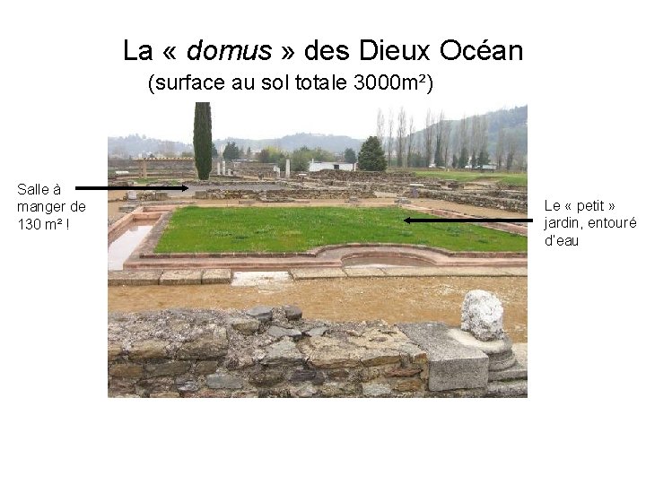 La « domus » des Dieux Océan (surface au sol totale 3000 m²) Salle