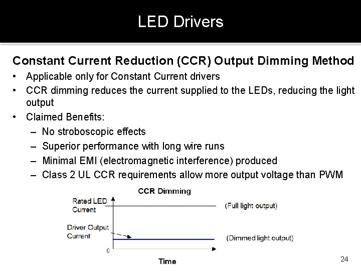 LED Drivers Constant Current Reduction (CCR) Output Dimming Method • Applicable only for Constant