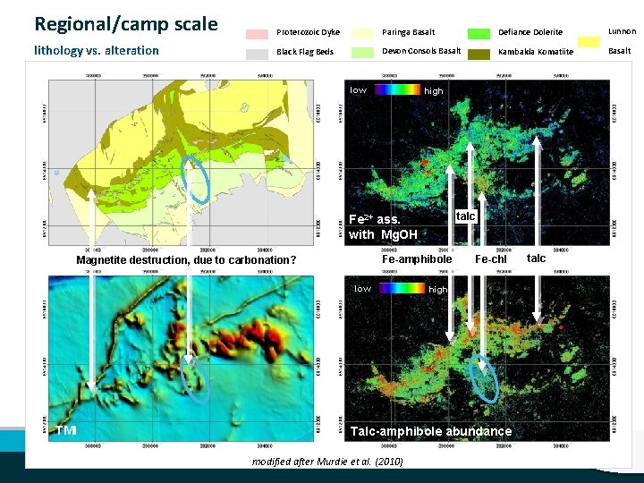 Regional/camp scale Proterozoic Dyke Paringa Basalt Defiance Dolerite Lunnon lithology vs. alteration Black Flag