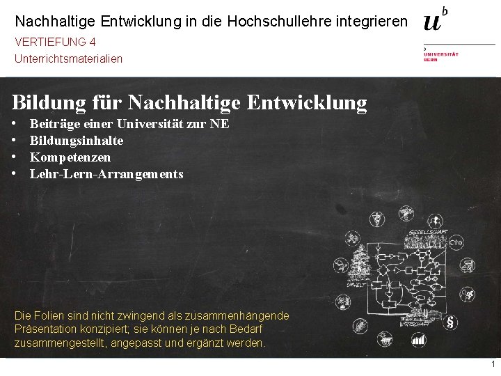 Nachhaltige Entwicklung in die Hochschullehre integrieren VERTIEFUNG 4 Unterrichtsmaterialien Bildung für Nachhaltige Entwicklung •