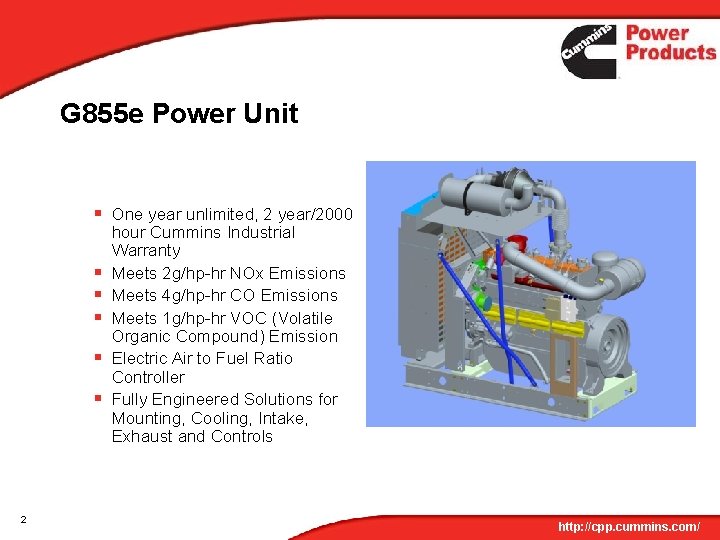 G 855 e Power Unit § One year unlimited, 2 year/2000 § § §