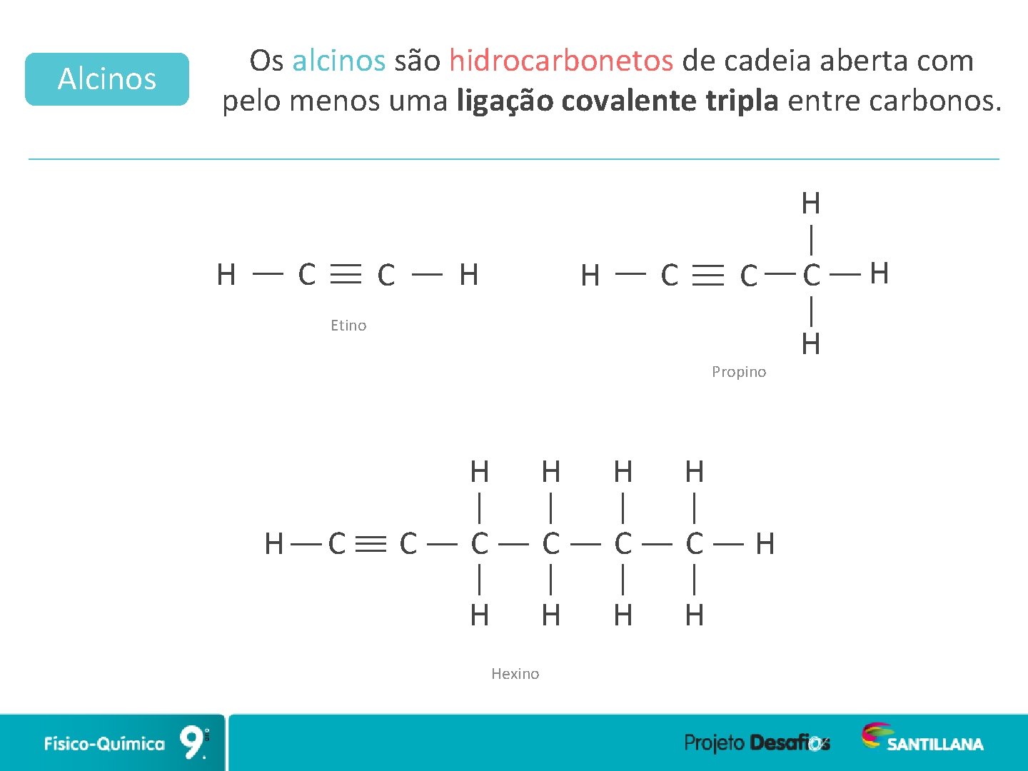Alcinos Os alcinos são hidrocarbonetos de cadeia aberta com pelo menos uma ligação covalente