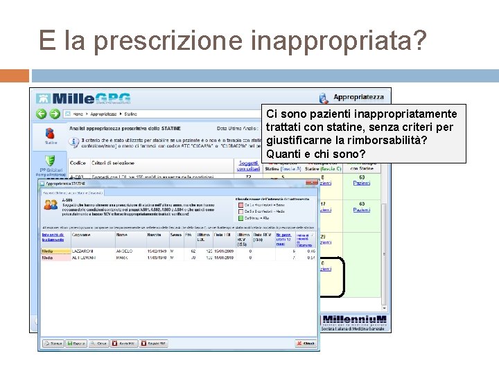 E la prescrizione inappropriata? Ci sono pazienti inappropriatamente trattati con statine, senza criteri per