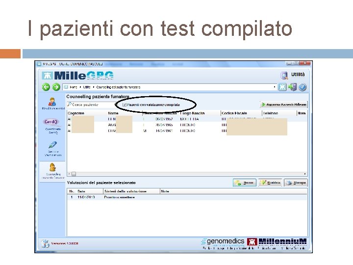 I pazienti con test compilato 