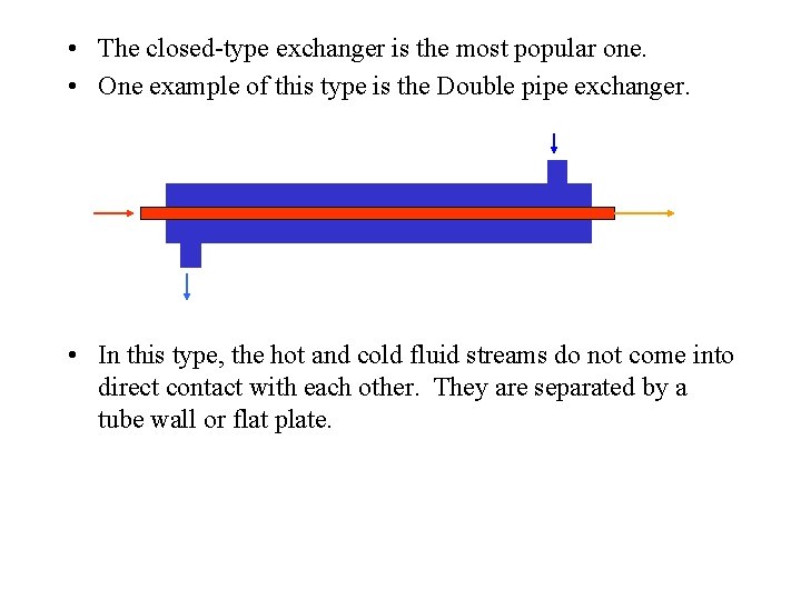  • The closed-type exchanger is the most popular one. • One example of