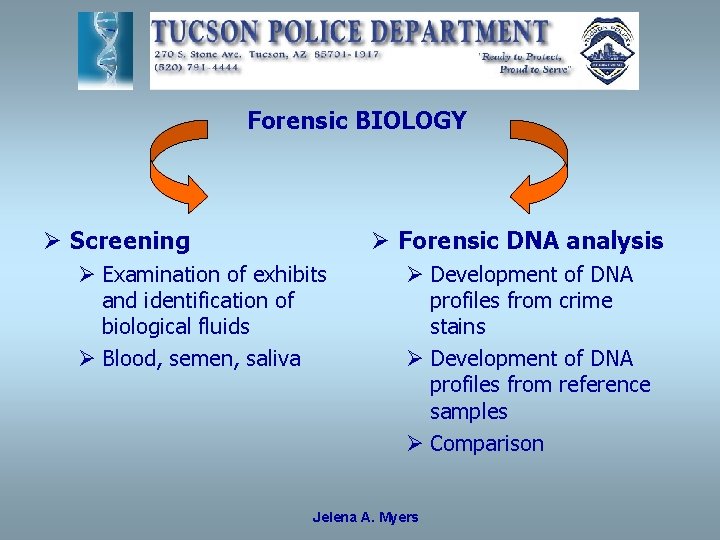 Forensic BIOLOGY Ø Screening Ø Forensic DNA analysis Ø Examination of exhibits and identification