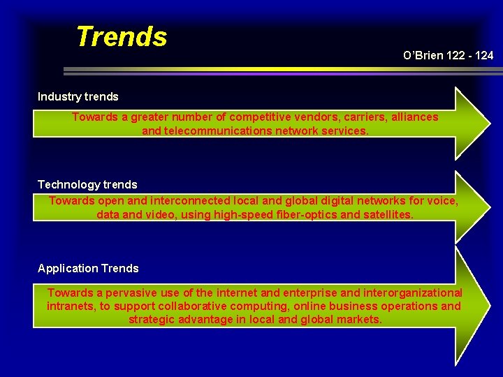 Trends O’Brien 122 - 124 Industry trends Towards a greater number of competitive vendors,