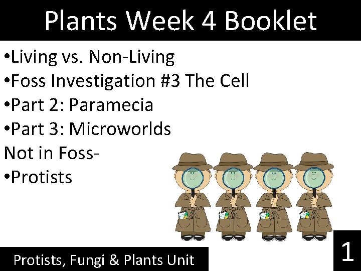 Plants Week 4 Booklet • Living vs. Non-Living • Foss Investigation #3 The Cell