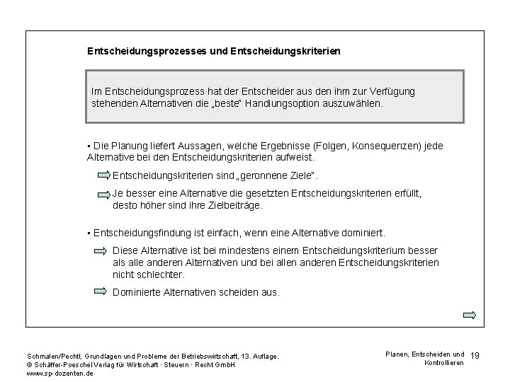 Entscheidungsprozesses und Entscheidungskriterien Im Entscheidungsprozess hat der Entscheider aus den ihm zur Verfügung stehenden