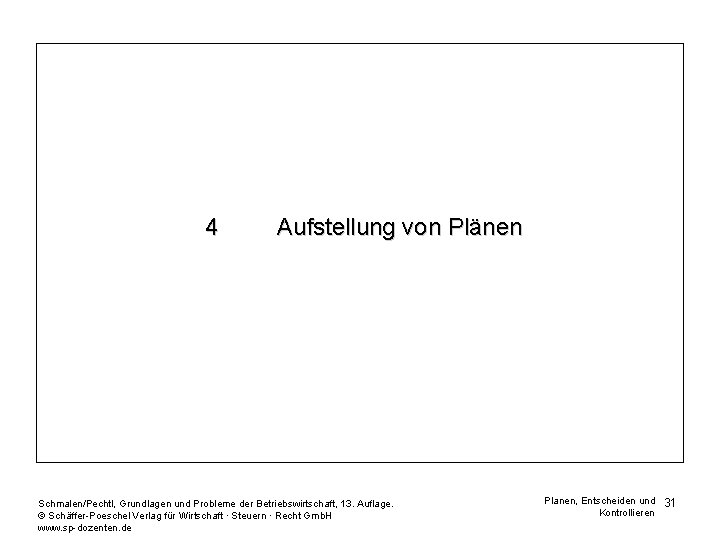 4 Aufstellung von Plänen Schmalen/Pechtl, Grundlagen und Probleme der Betriebswirtschaft, 13. Auflage. © Schäffer-Poeschel