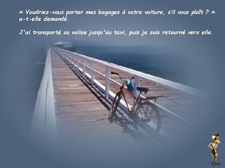  « Voudriez-vous porter mes bagages à votre voiture, s’il vous plaît ? »