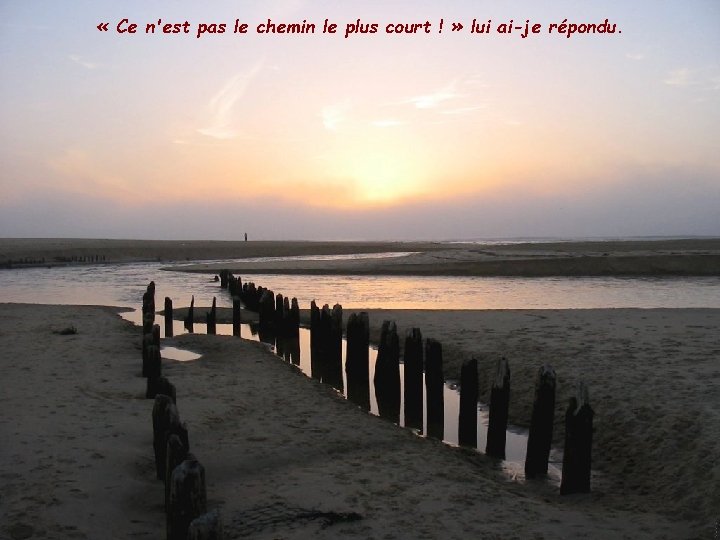  « Ce n'est pas le chemin le plus court ! » lui ai-je