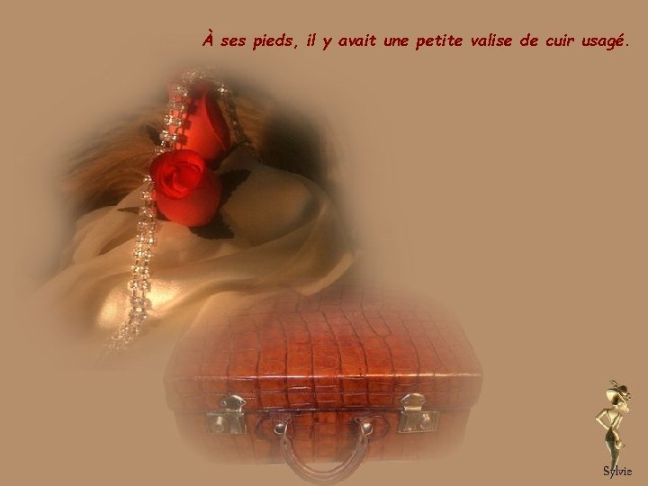 À ses pieds, il y avait une petite valise de cuir usagé. 