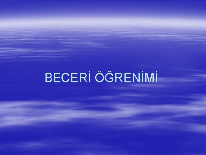 BECERİ ÖĞRENİMİ 