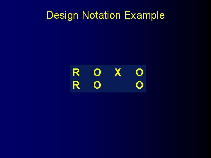 Design Notation Example R R O O X O O 