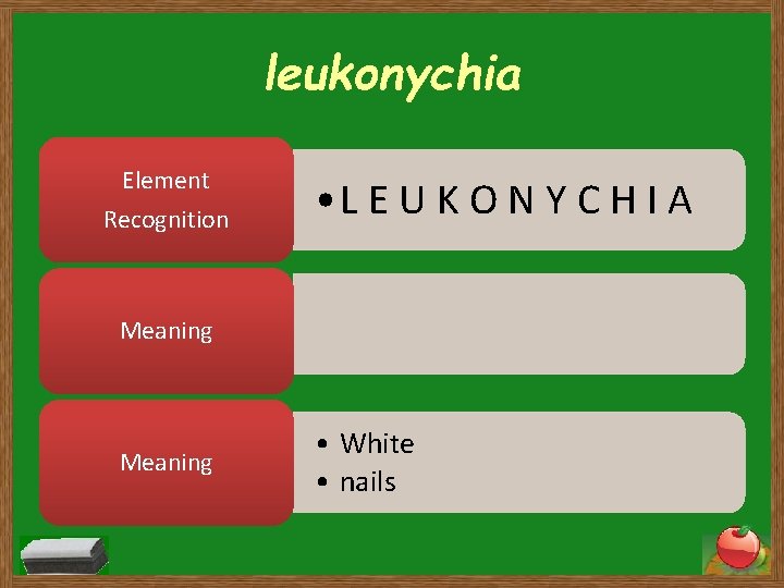 leukonychia Element Recognition • L E U K O N Y C H I