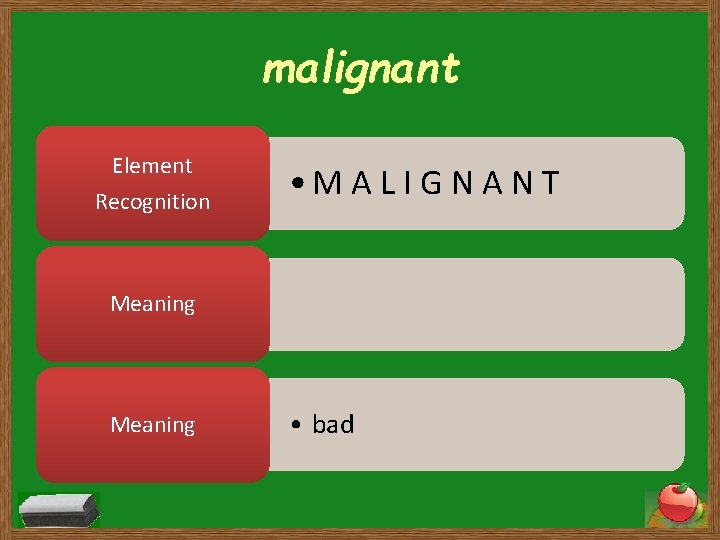 malignant Element Recognition • M A L I G N A N T Meaning