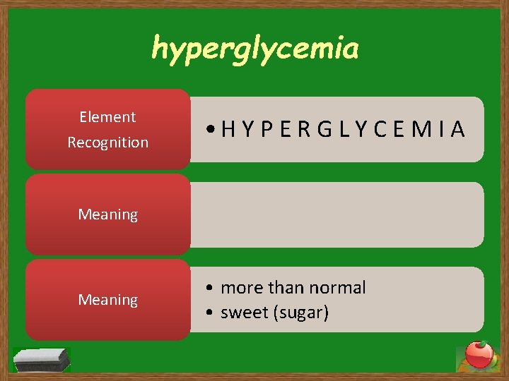 hyperglycemia Element Recognition • H Y P E R G L Y C E