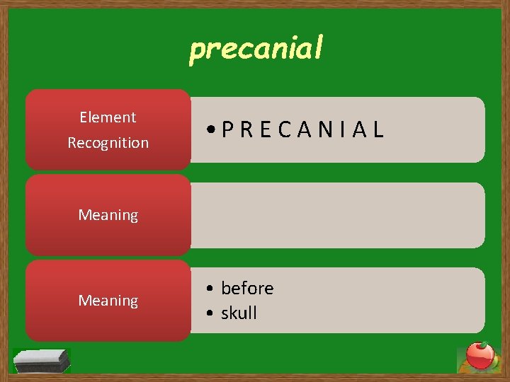 precanial Element Recognition • P R E C A N I A L Meaning