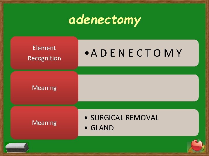 adenectomy Element Recognition • A D E N E C T O M Y