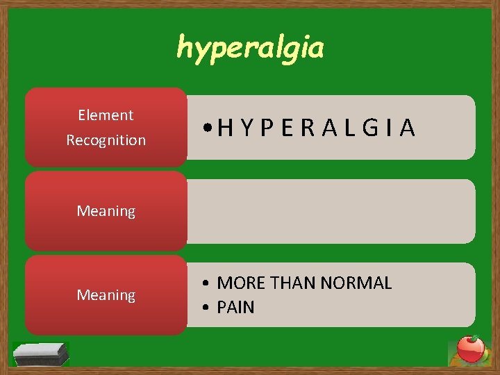 hyperalgia Element Recognition • H Y P E R A L G I A