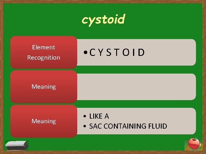 cystoid Element Recognition • C Y S T O I D Meaning • LIKE