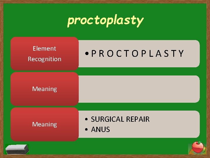proctoplasty Element Recognition • P R O C T O P L A S