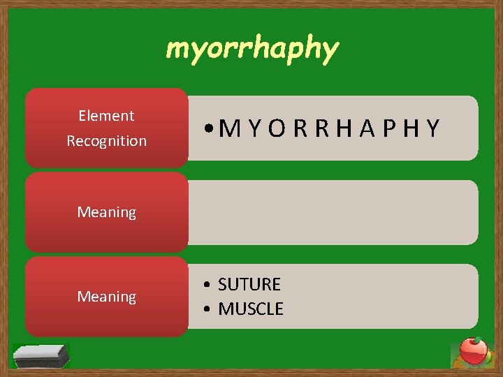 myorrhaphy Element Recognition • M Y O R R H A P H Y