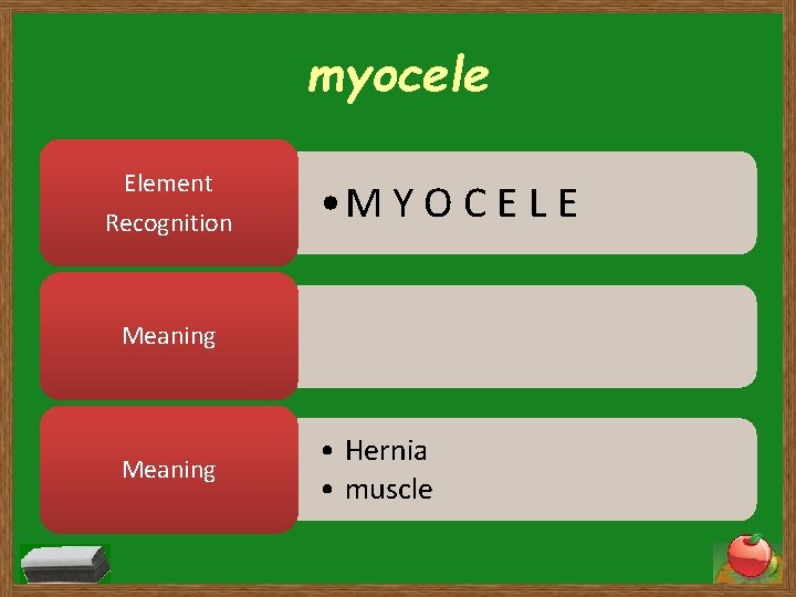 myocele Element Recognition • M Y O C E L E Meaning • Hernia