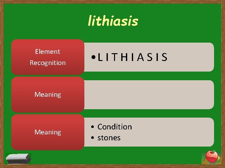 lithiasis Element Recognition • L I T H I A S I S Meaning