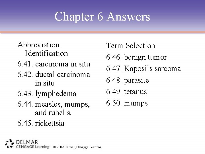 Chapter 6 Answers Abbreviation Identification 6. 41. carcinoma in situ 6. 42. ductal carcinoma