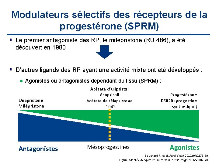 Modulateurs sélectifs des récepteurs de la progestérone (SPRM) Le premier antagoniste des RP, le