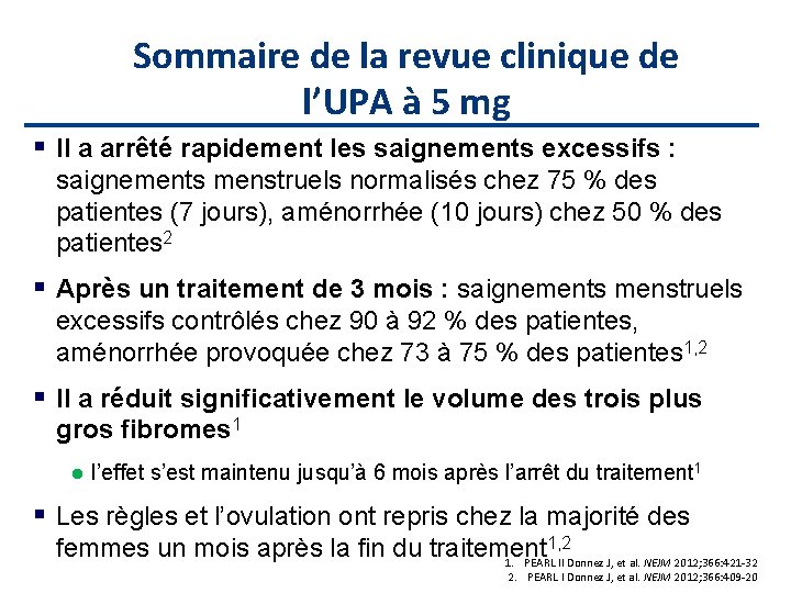 Sommaire de la revue clinique de l’UPA à 5 mg Il a arrêté rapidement