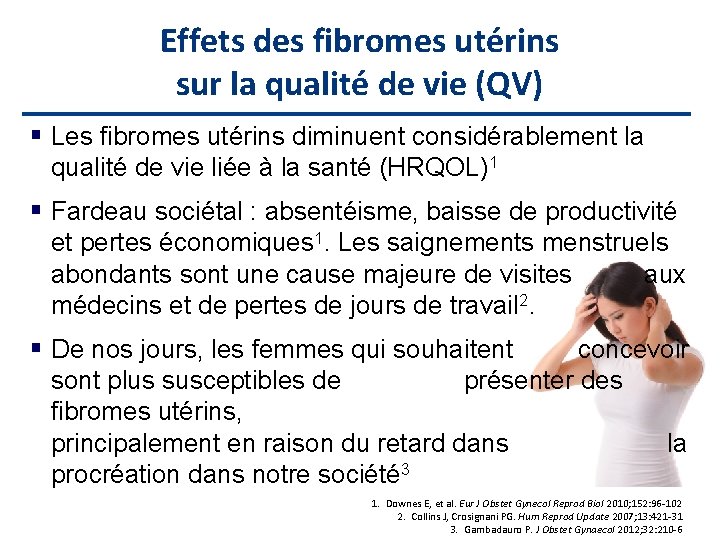 Effets des fibromes utérins sur la qualité de vie (QV) Les fibromes utérins diminuent