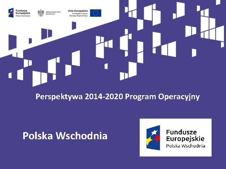 Perspektywa 2014 -2020 Program Operacyjny Polska Wschodnia 