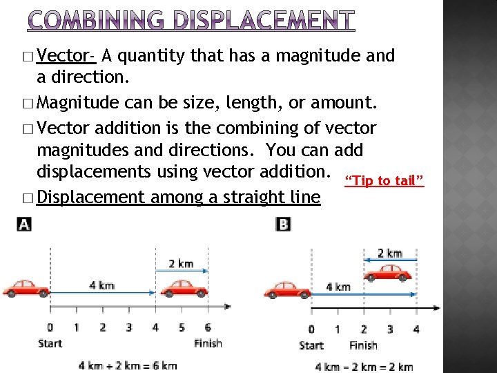 � Vector- A quantity that has a magnitude and a direction. � Magnitude can