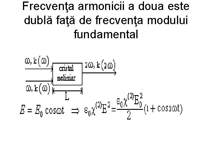 Frecvenţa armonicii a doua este dublă faţă de frecvenţa modului fundamental 