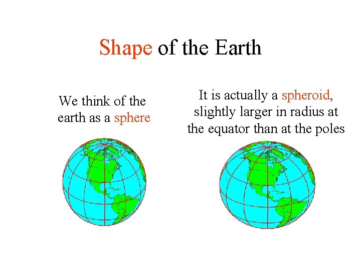 Shape of the Earth We think of the earth as a sphere It is