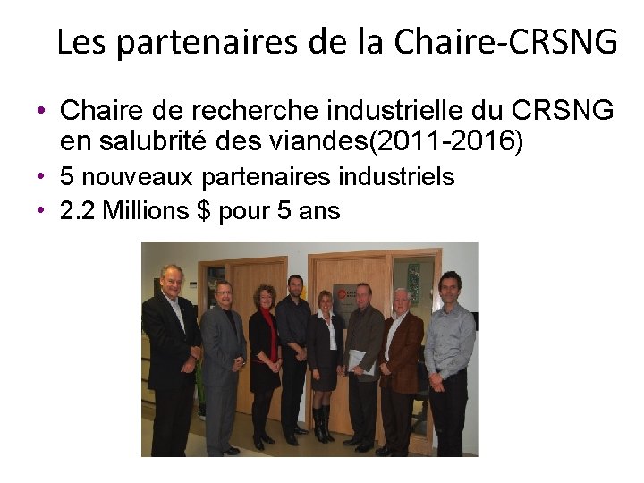 Les partenaires de la Chaire-CRSNG • Chaire de recherche industrielle du CRSNG en salubrité