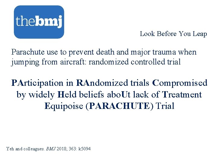 Look Before You Leap Parachute use to prevent death and major trauma when jumping