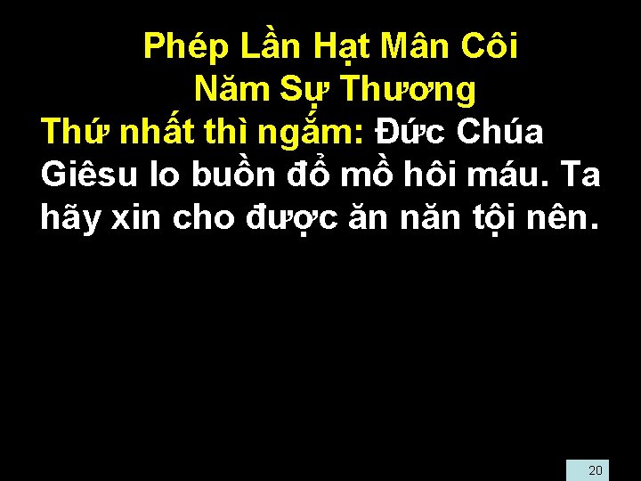  • Phép Lần Hạt Mân Côi • Năm Sự Thương • Thứ nhất